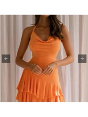 Women's Saints + Secrets Orange tiered halter Mini Dress S